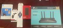 HP Photo Printer, Samsung Smartwatch TP-link Router