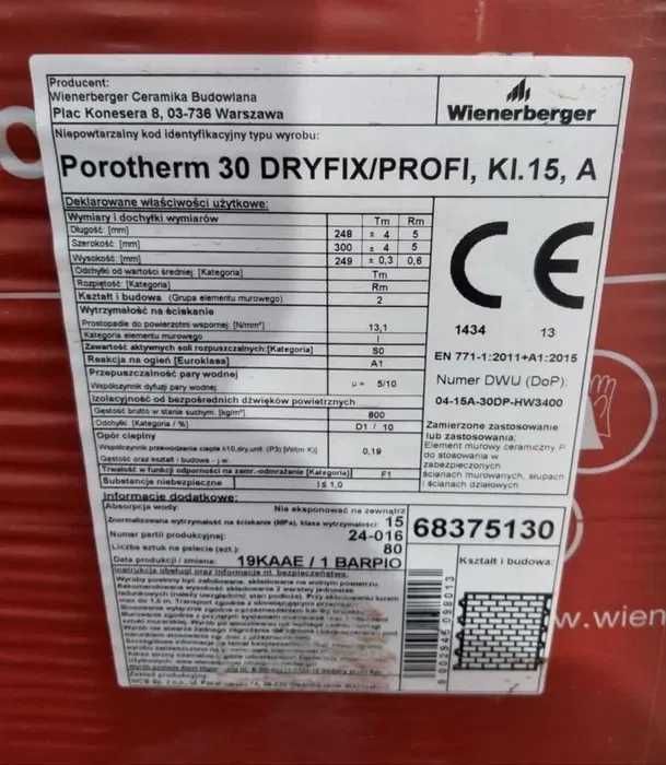 pustak Porotherm Dryfix 30 Wienerberger