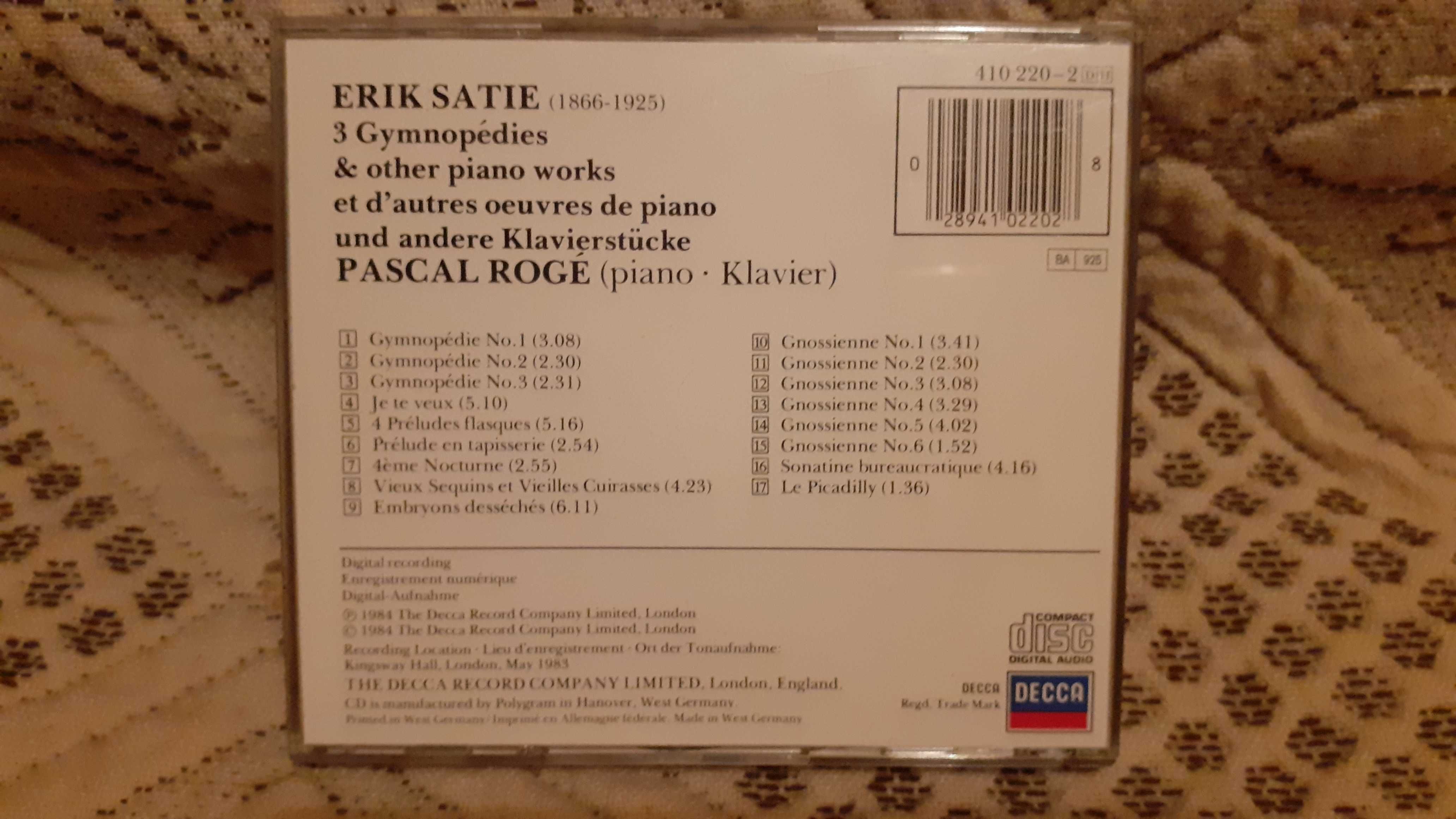 CD Satie 3 Gymnopédies & Other piano Works-und And.Klavierst. P.Roge