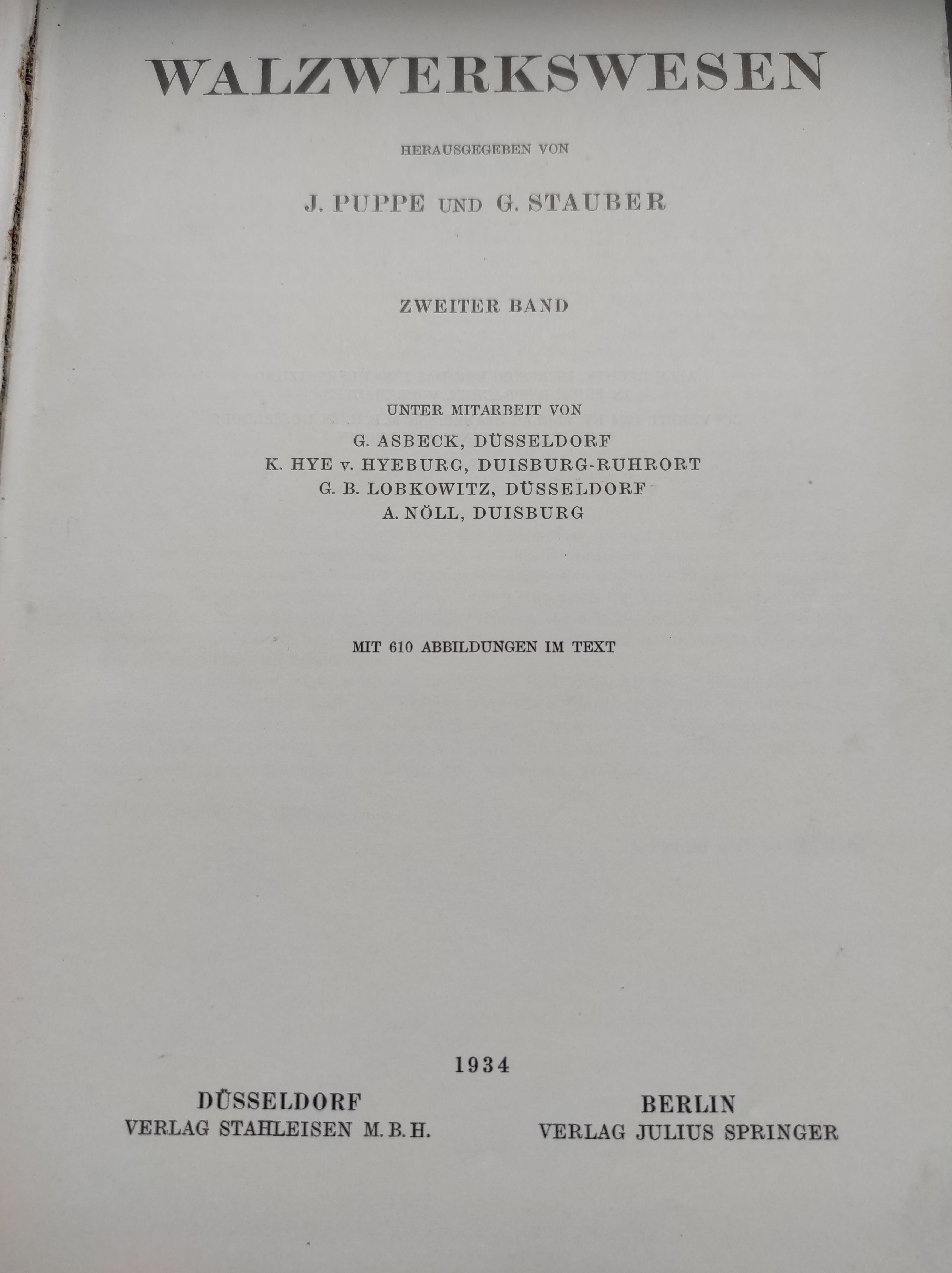 Książka ''WALZWERKSWESEN'' Walcownia,Walcowanie - 1934r.