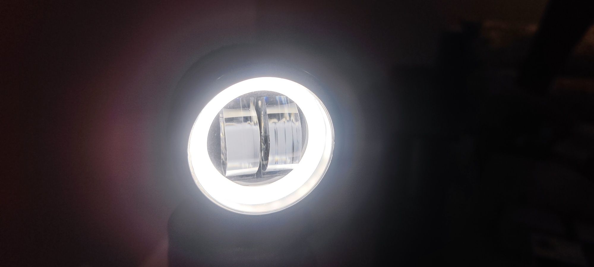 LED фара  кругла Ангельска глазка + с линзой й СГТ