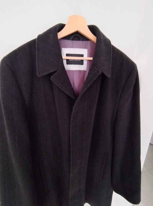 Czarny, wełniany płaszcz męski DINO SALVANI