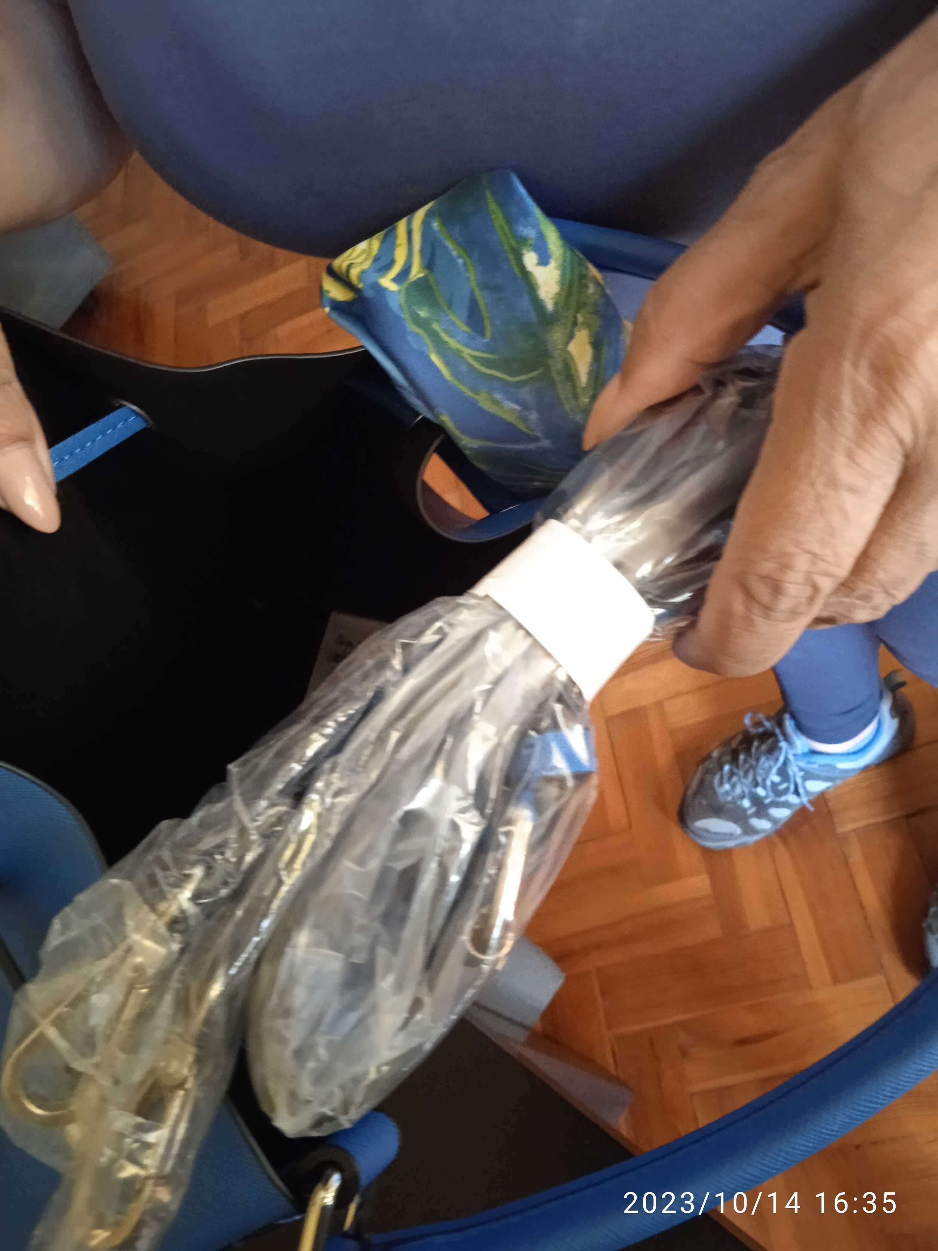 Mala saco "Salsa", azul, com lenço de seda