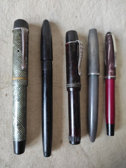 Zabytkowe antyczne pióra wieczne zestaw 5 sztuk