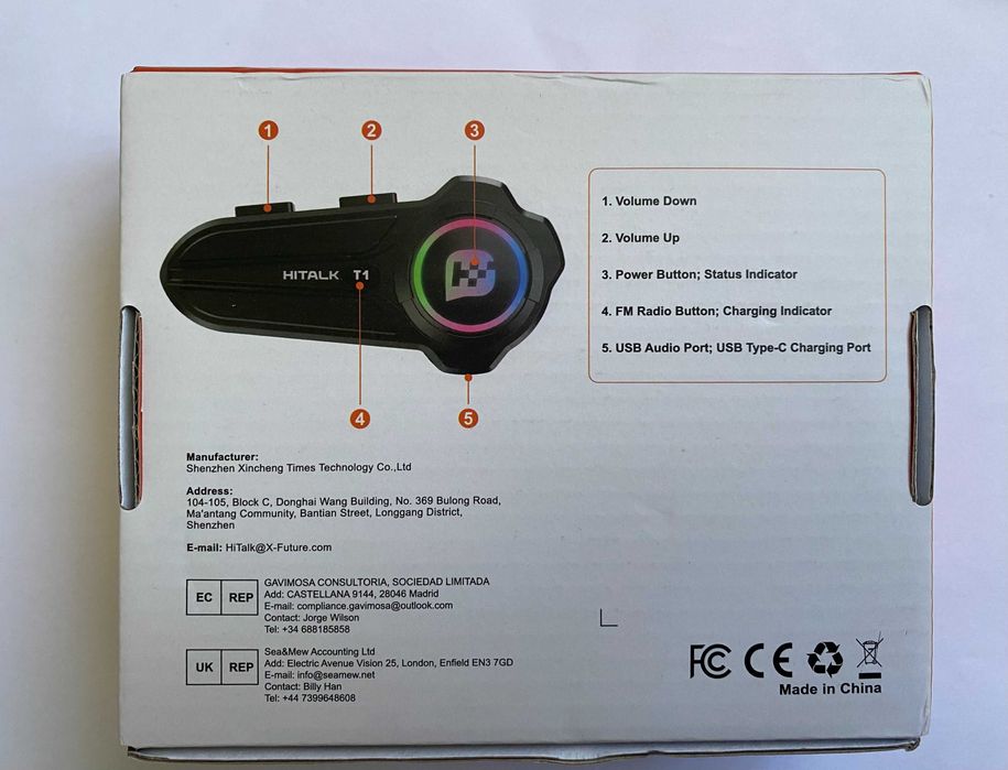 Мото гарнітура Bluetooth на шолом Hitalk T1  (400 грн)