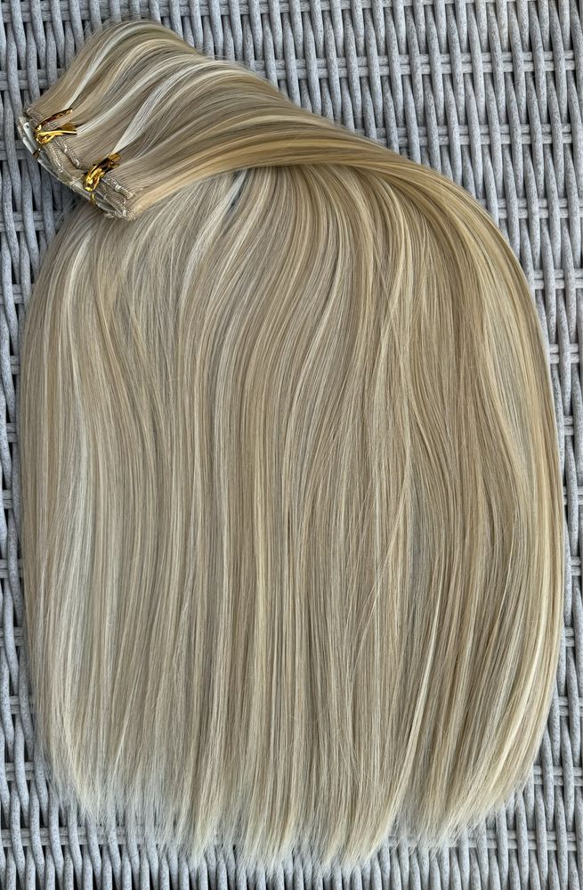 Premium Ultra włosy doczepiane, blond pasemka / refleksy !