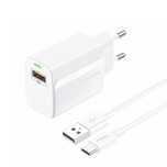 Foneng Ładowarka Sieciowa Eu64 - Usb - 18W Z Kablem Usb Na Typ C Biała