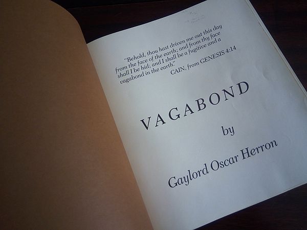 Vagabond / Gaylord Oscar Herron 1° Edição Assinada Fotografia