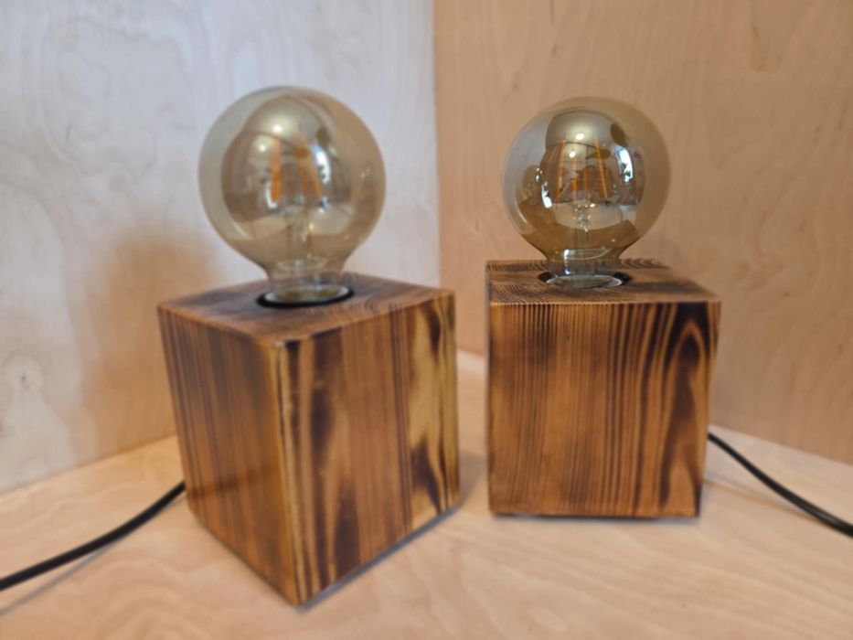 Lampka nocna loft drewno