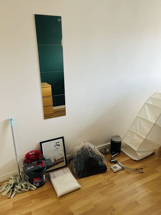 Zestaw studenta - lampa kosz ramka firanki mop Vileda wieszaki