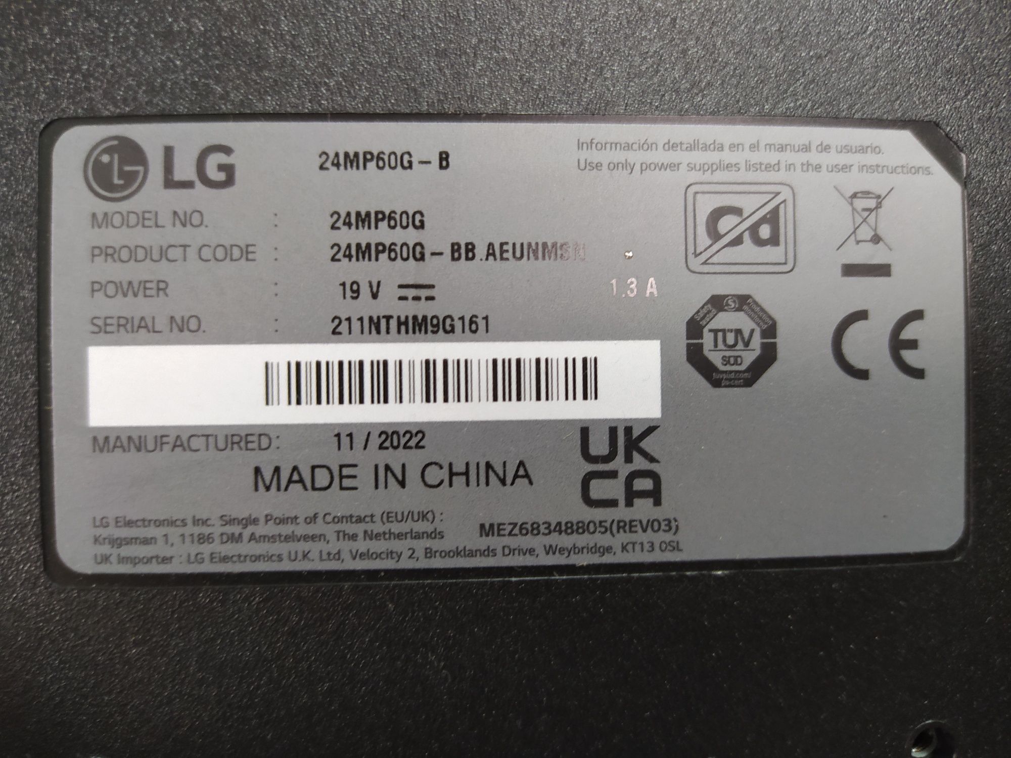 Ecrã LG monitor preto