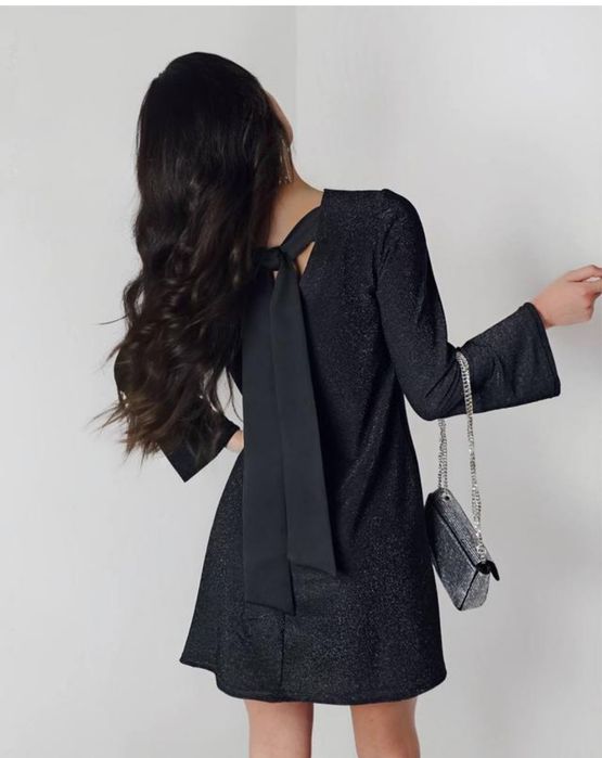 Сукня вечірня святкова з люрексу з бантом