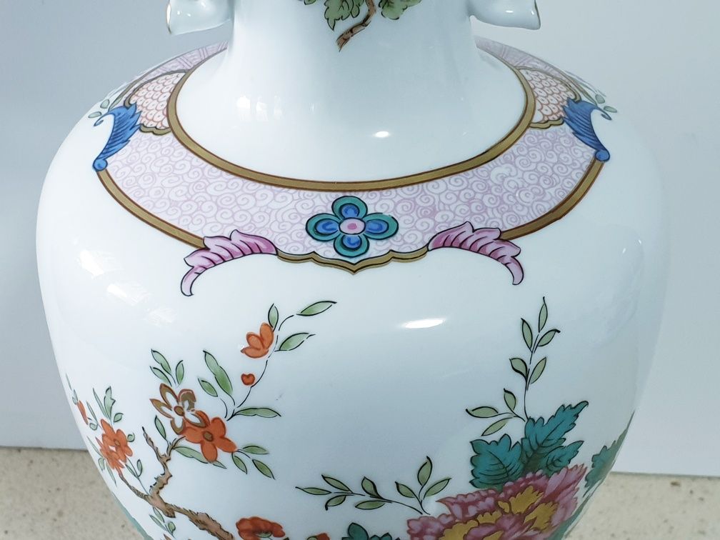 Linda jarra asiática vintage pintada à mão