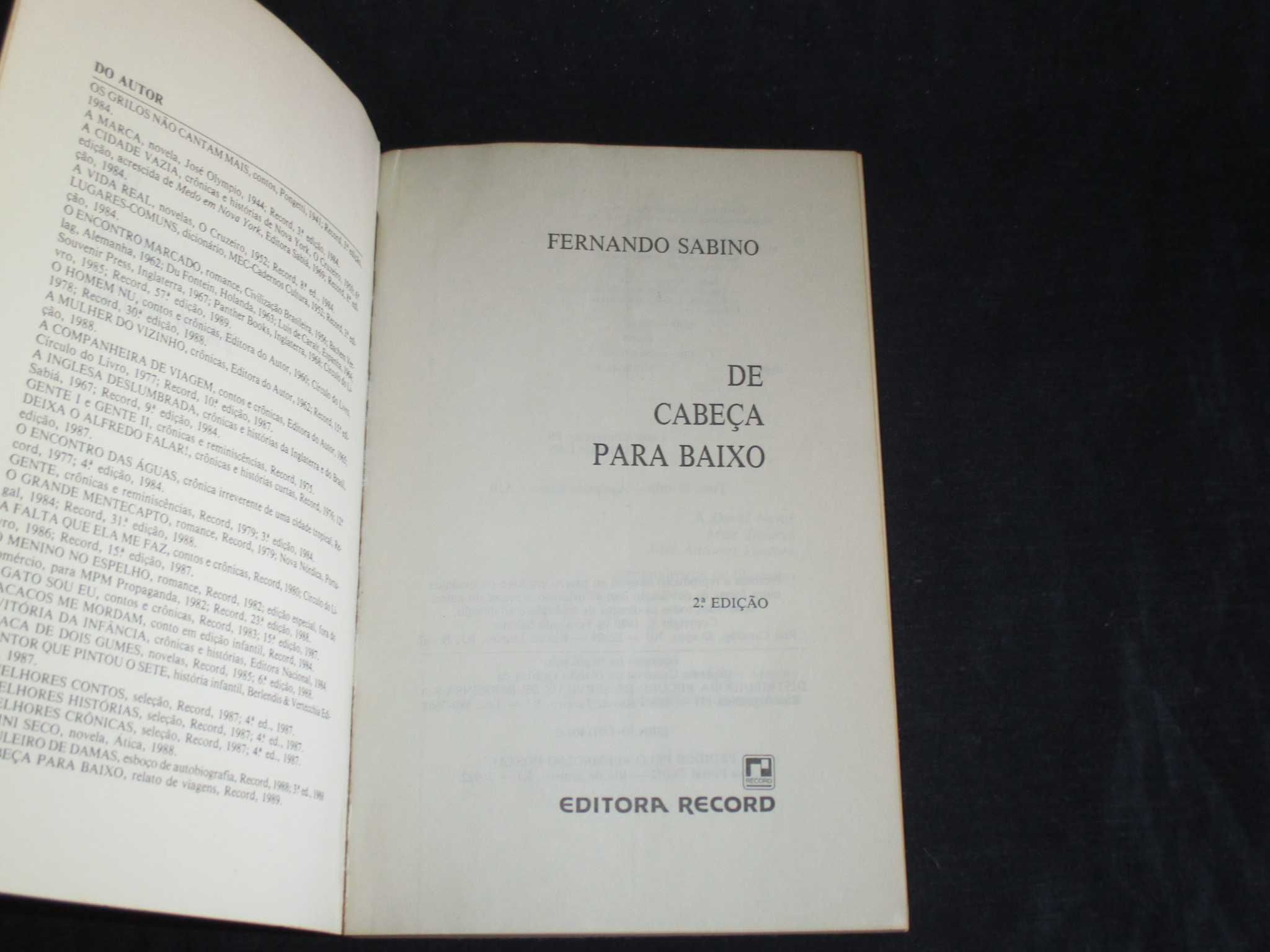 Livro De Cabeça para Baixo Fernando Sabino