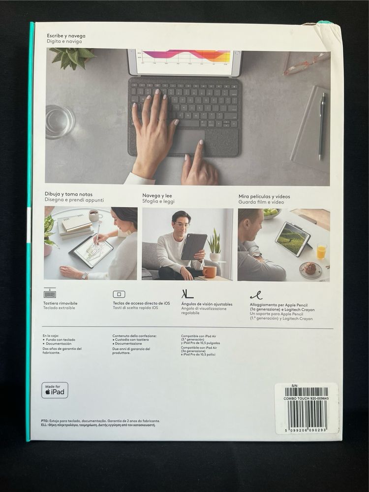Logitech Combo Touch (teclado+case p/ iPad Air 3 / iPad Pro 10.5)