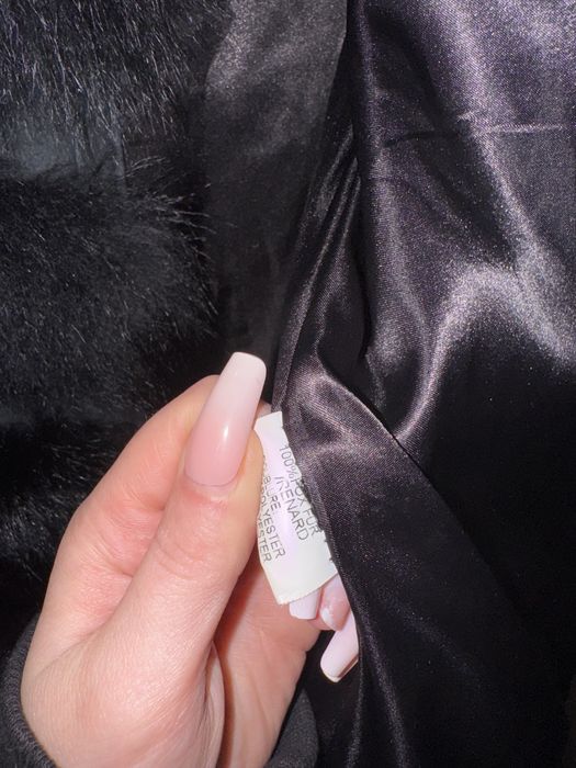 Kamizelka m/l z lisa czarnego naturalne futro damska długa rzędowa