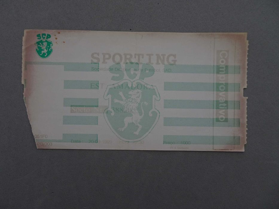 Bilhete Futebol Sporting Est. Amadora 20 setembro 1999