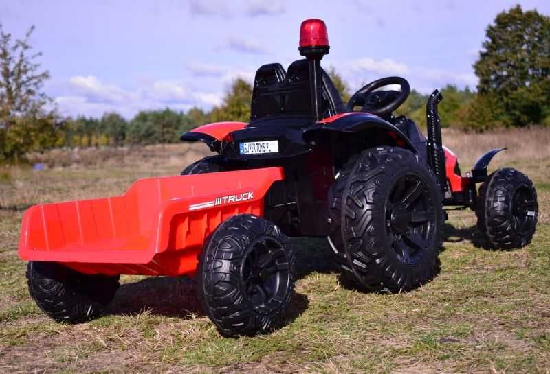 Autko na akumulator TRAKTOR TRUCK Z PRZYCZEPĄ I KOGUTEM auto traktorek