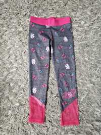 Szaro-różowe legginsy w jednorożce kokardki 116 cm