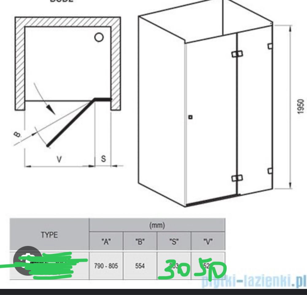 Ravak Brillant BSD2-80 P drzwi prysznicowe 80 cm wnękowe prawe