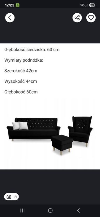 Fotel z podnóżkiem.