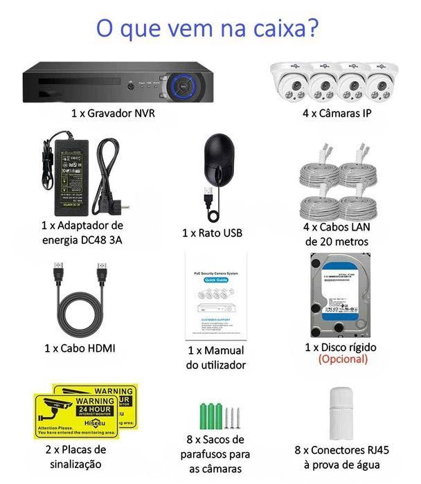 Sistema de segurança * 4 câmaras * PoE * 5MP * Identificação de rosto