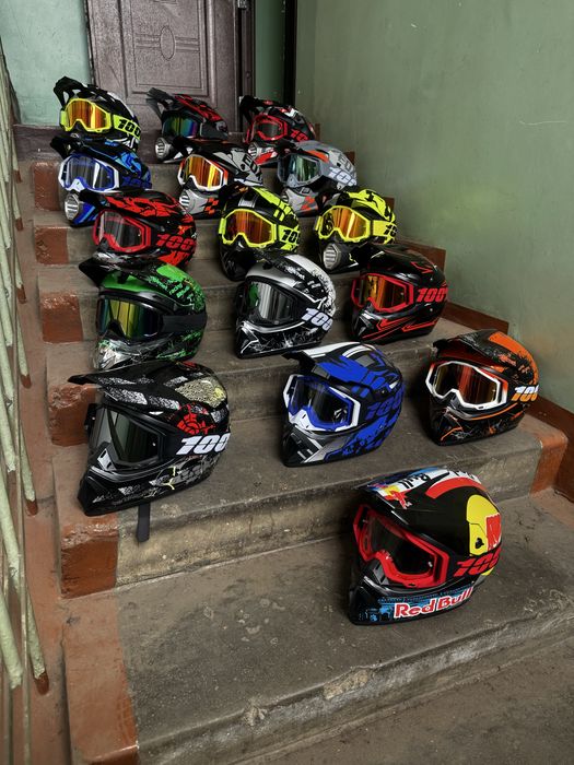 Эндуро кроссовый мото шлем с очками в комплекте