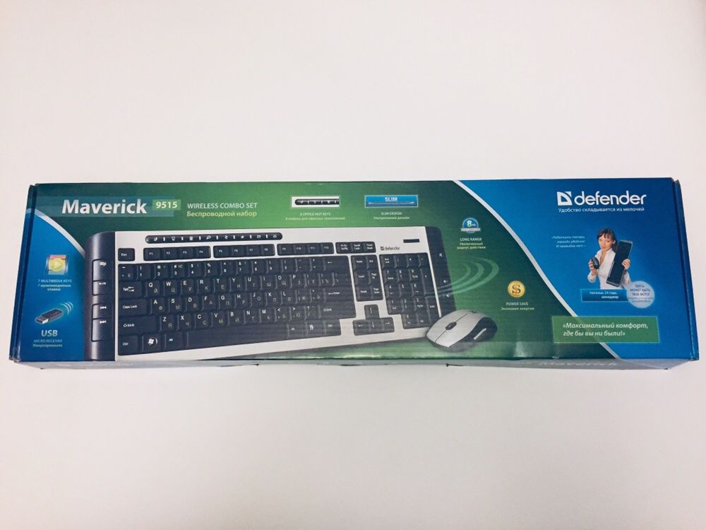 Беспроводная мультимедийная клавиатура и мышь Defender Maverick 9515