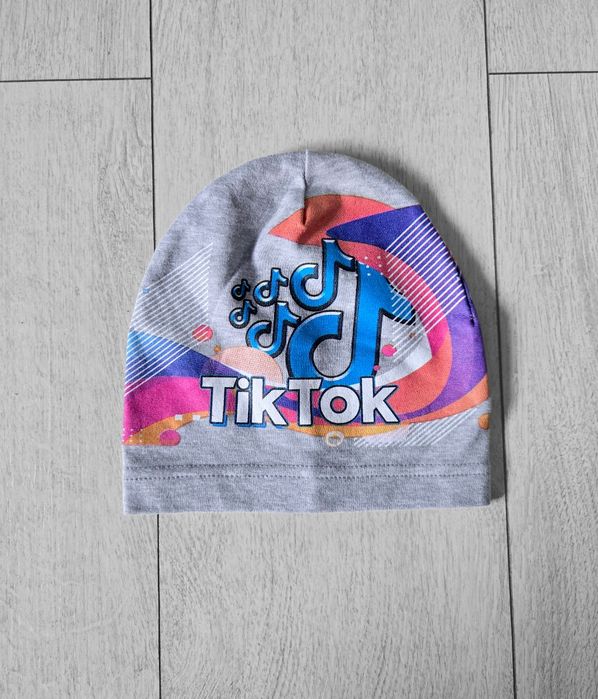 Bawełniana czapka dziecięca z nadrukiem Tik Tok, wiosenno-jesienna