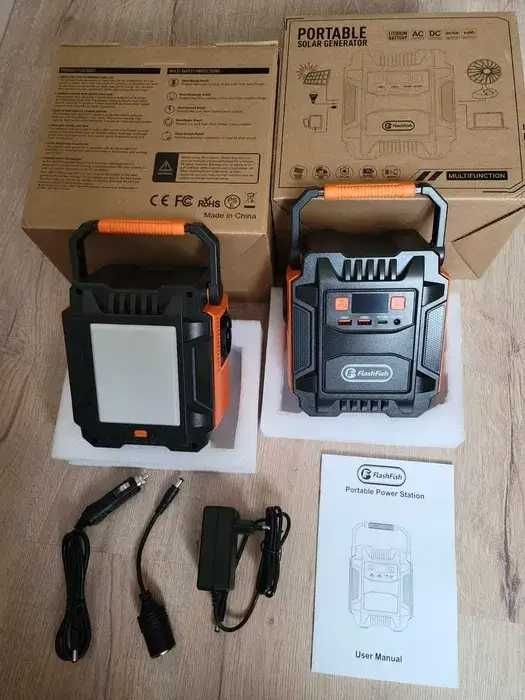 Зарядна станція Flashfish 172Wh з розеткою на 220В та генератором.