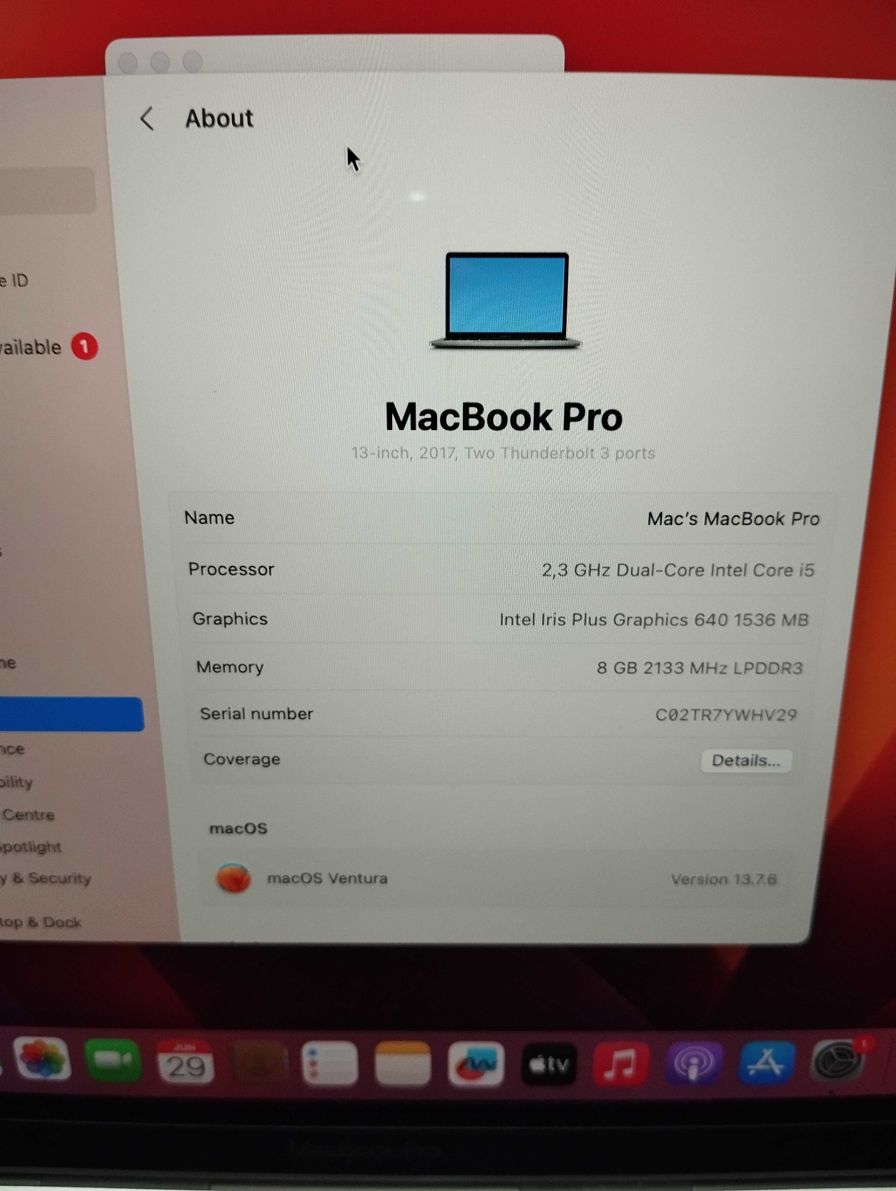 Computador portátil Apple Macbook Pro 2017 i5