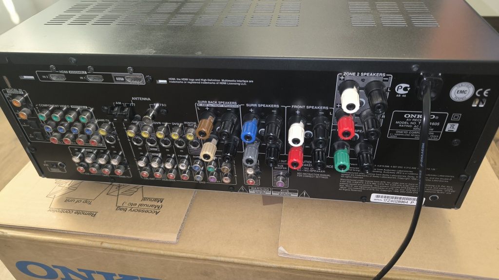 Onkyo TX-SR605 komplet z pudełkiem