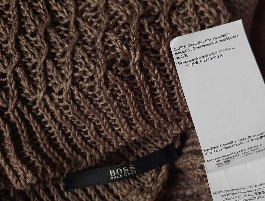 Hugo Boss 100% Len j.Nowe mocca kawowe wdzianko narzutka kamizelka