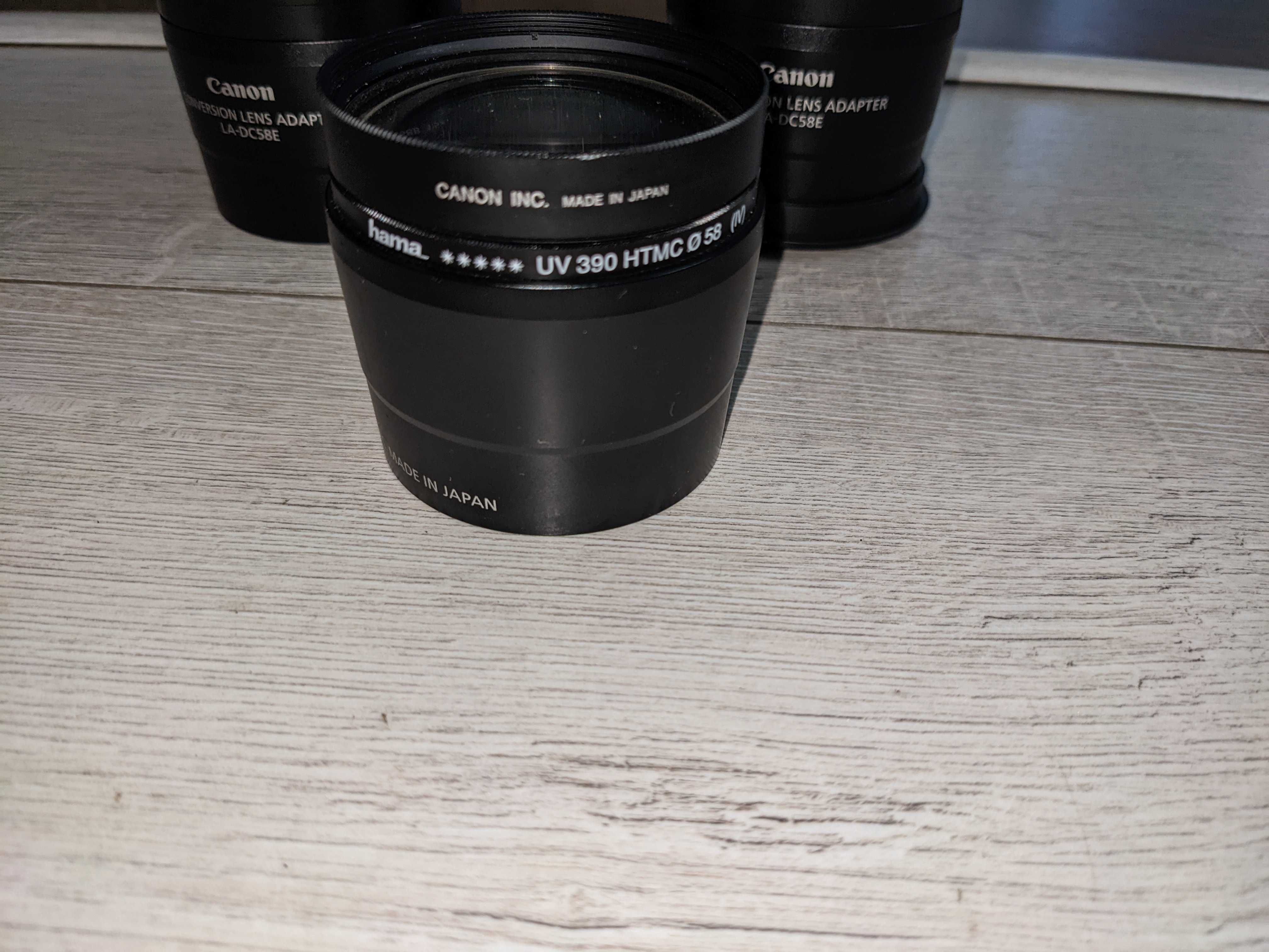 canon soczewka 58mm close-up lens 500D + filtr  uv 390 htmc adapter
