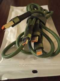 Универсальный кабель 3 in 1 для зарядки  Type-C Micro USB Lightning 6А