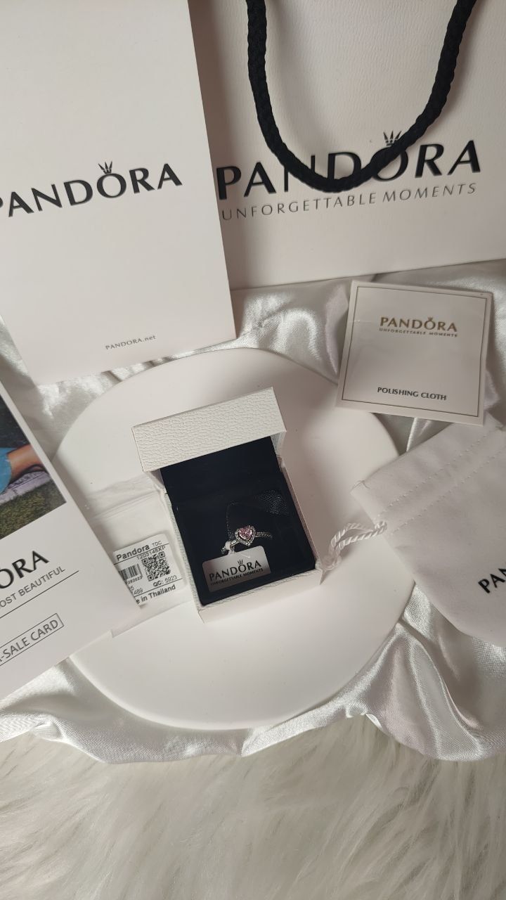 Срібна каблучка Pandora рожеве серце. Колечко Пандора s925