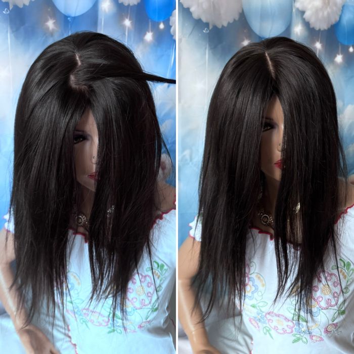 Натуральная накладка большая основа шёлк кожа славянка черные волосы