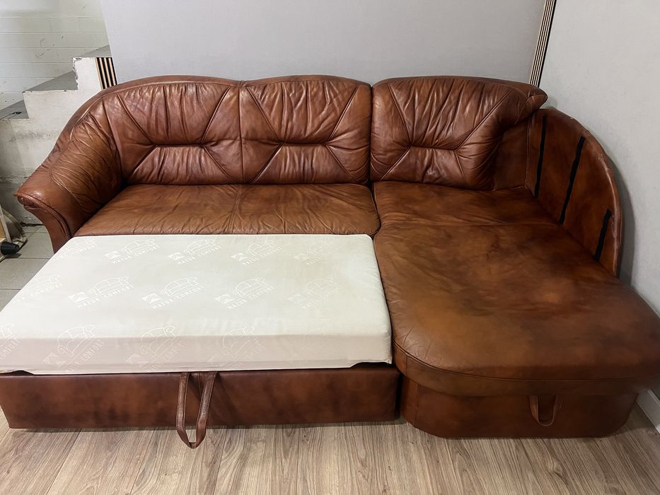 Narożnik skórzany sofa kanap narożna naturalna rozkładany DOSTAWA !!!