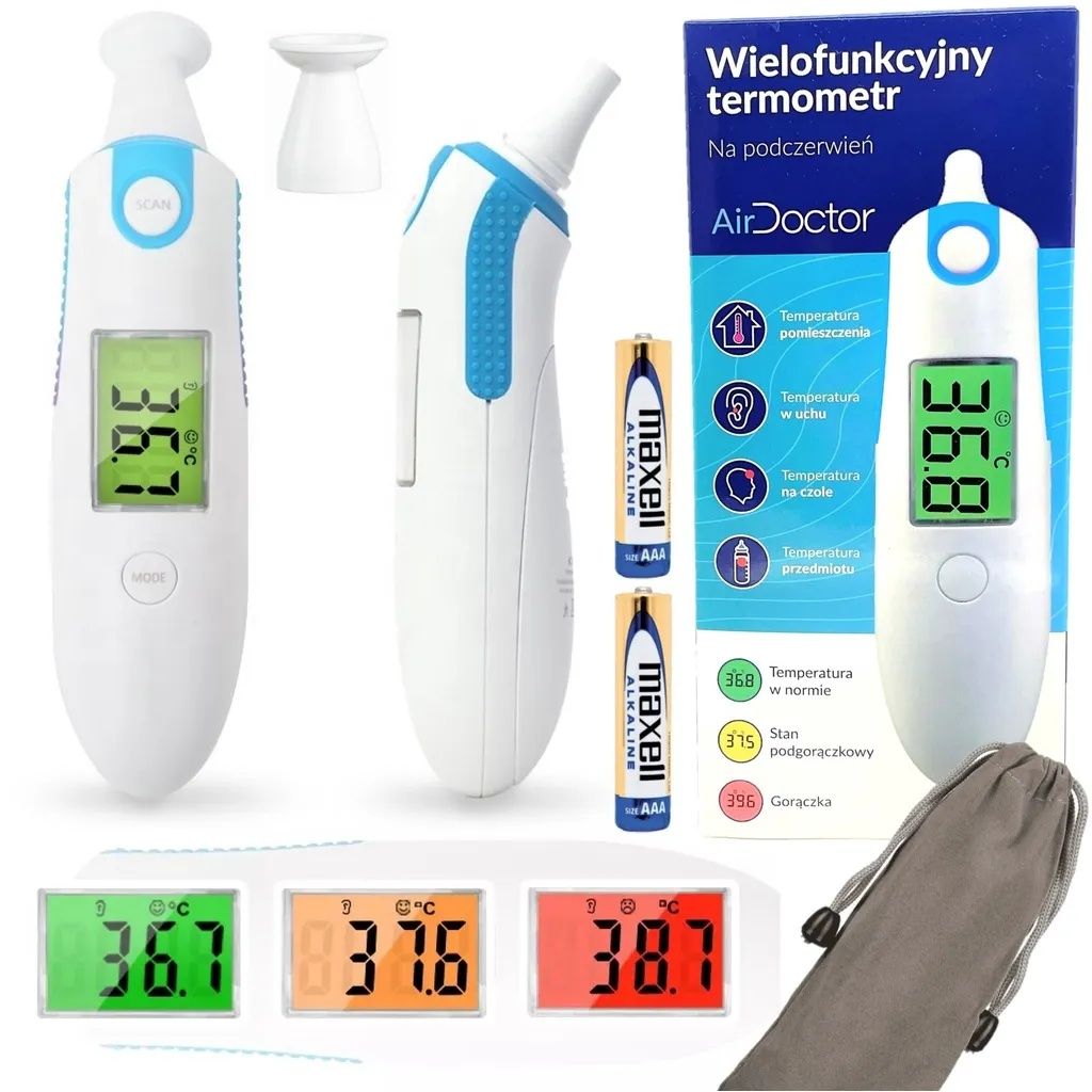 Air Doctor (JAK NOWY) bezdotykowy termometr na podczerwień 4w1 KFT-22M