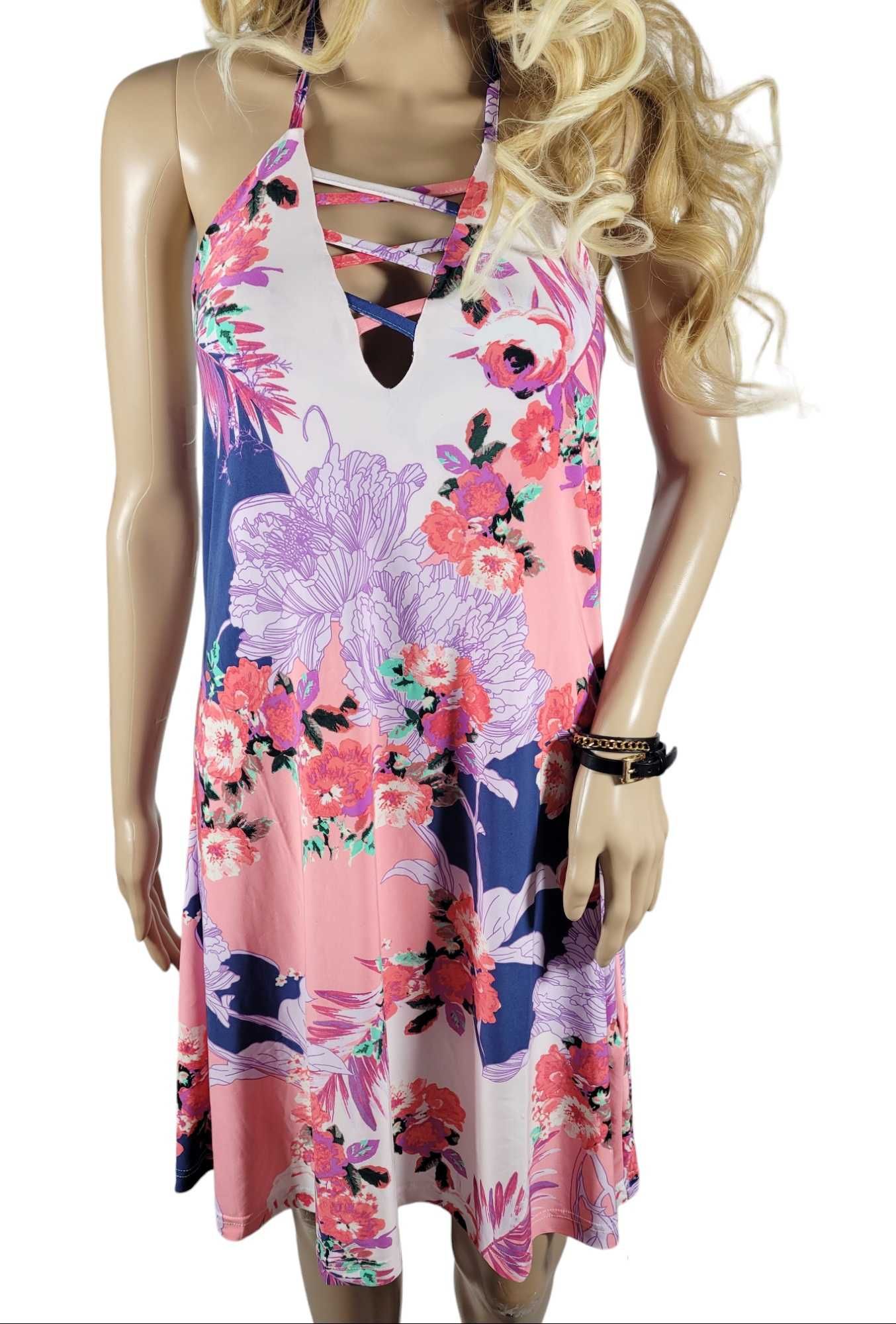 Nowa sukienka na lato wzór w kwiaty 36,S/38,M BonPrix Bodyflirt