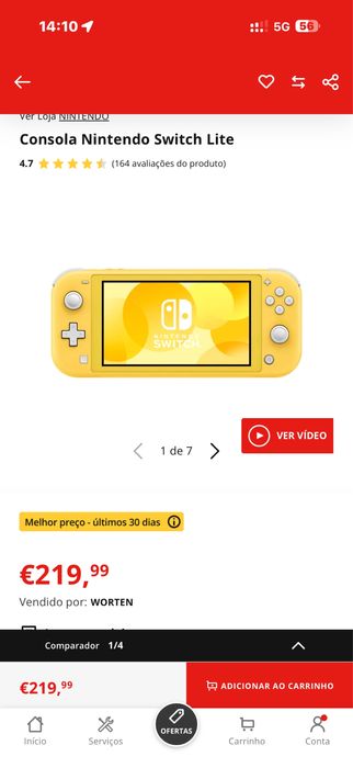 Nintendo Switch Lite Nova amarela