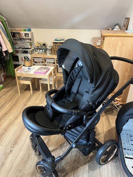 Wózek uniseks 2w1 junama fiamond priams czarny ze złotym