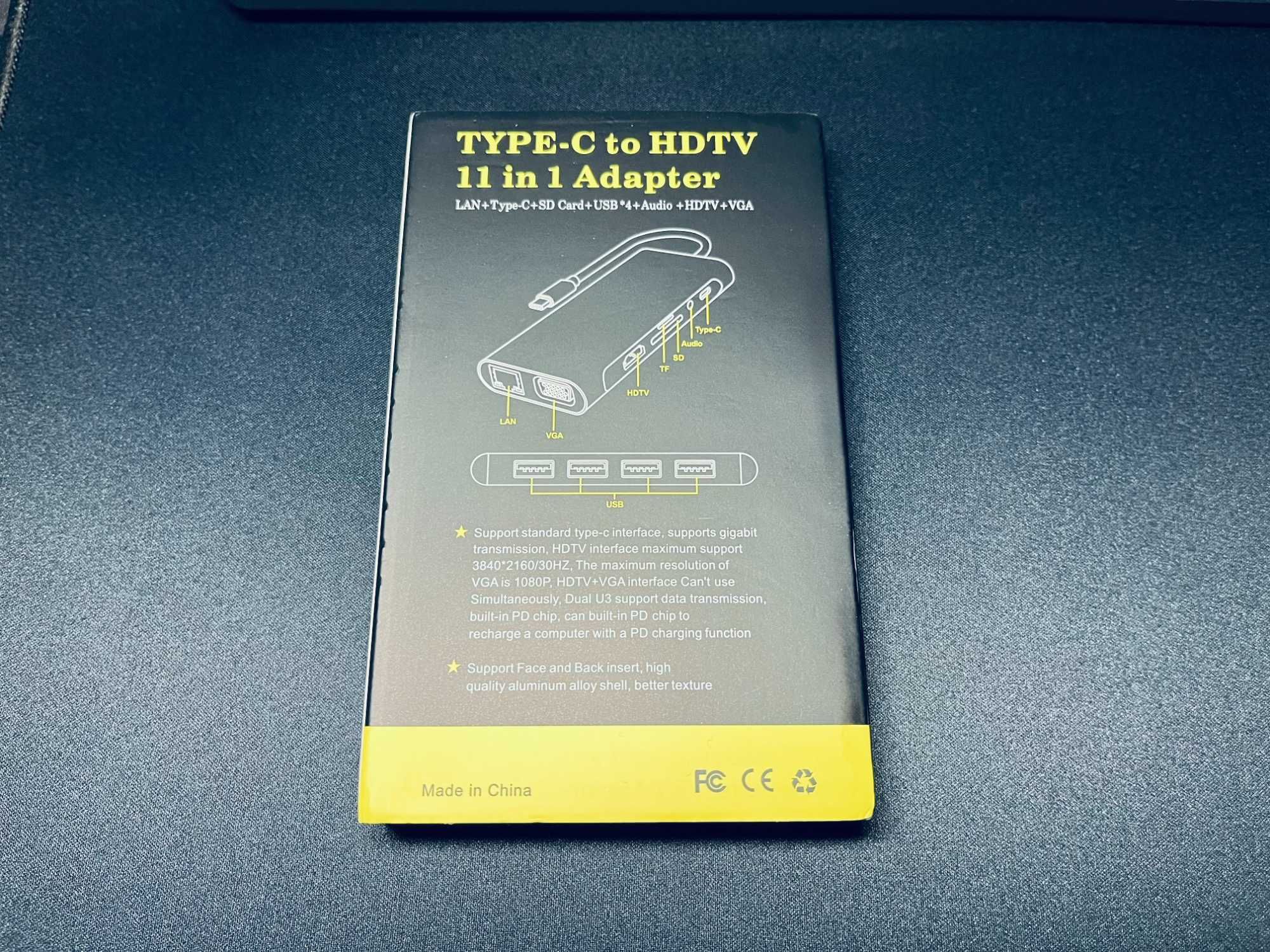 Hub 11 в 1 Концентратор MacBook USB TypeC HDMI 4k VGA RJ45 Card Reader