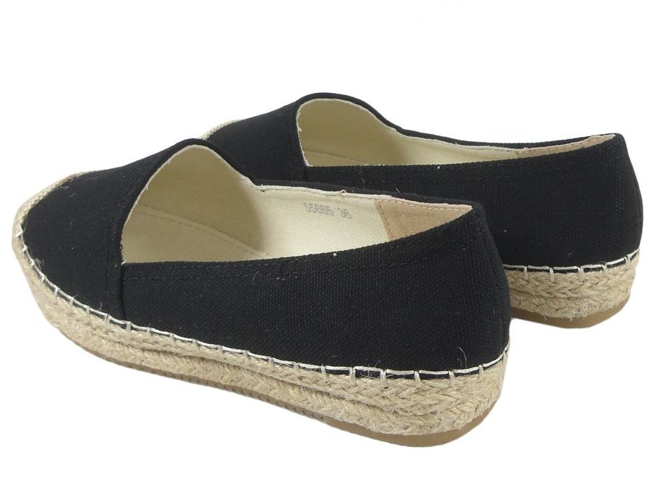 Czarne espadryle płaskie buty damskie 39