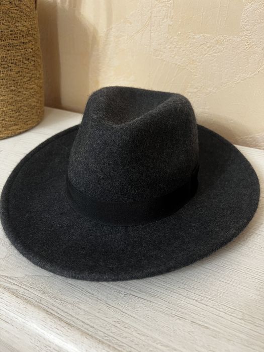 Капелюх Zara з широкими полями сірий 100% шерсть