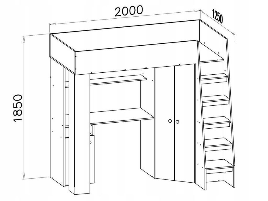 Łóżko piętrowe GUSTO 2 z biurkiem i szafą lewe/prawe dostępne w 24h