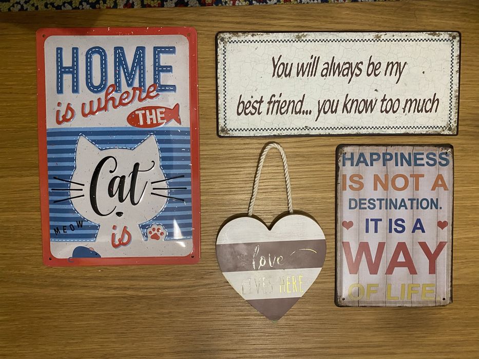 Conjunto de 4 placas decorativas com frases inspiradoras!