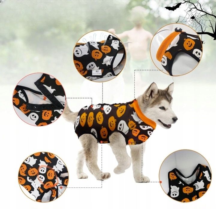 Kombinezon pooperacyjny dla psa ubranko z motywem Halloween  xl