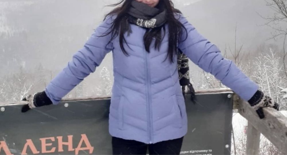 Куртка зимова блакитна з натурального пуху