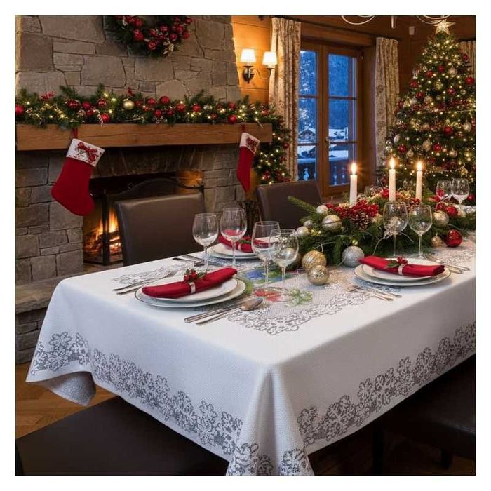 Obrus Prezenty 110x130 DomoweTekstylia | WNP828 130 | Boże Narodzenie